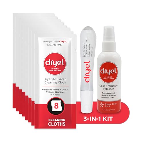 Dryel At-Home Dry Cleaner, Stain & Wrinkle Remover for Delicates, 8 Loads